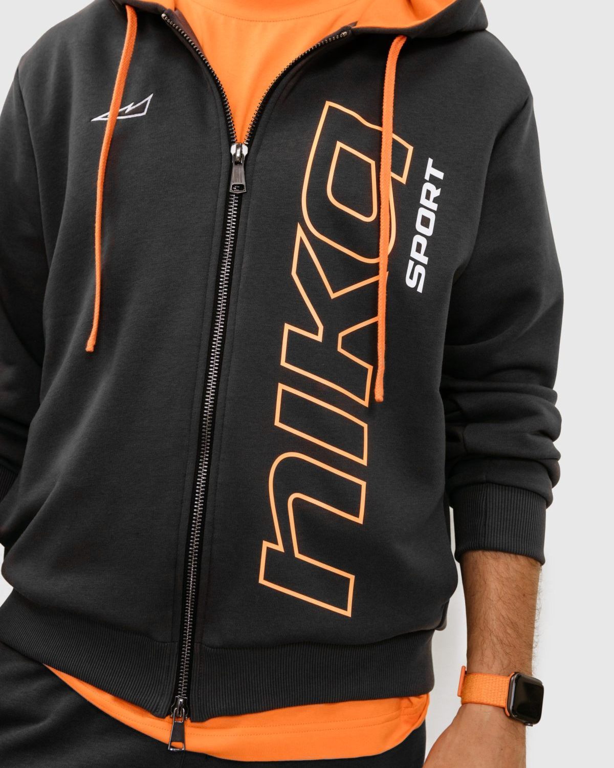 Худи на молнии Beige & Grey Nikasport, BG25-M92-DRK/GRY, цвет темно-серый