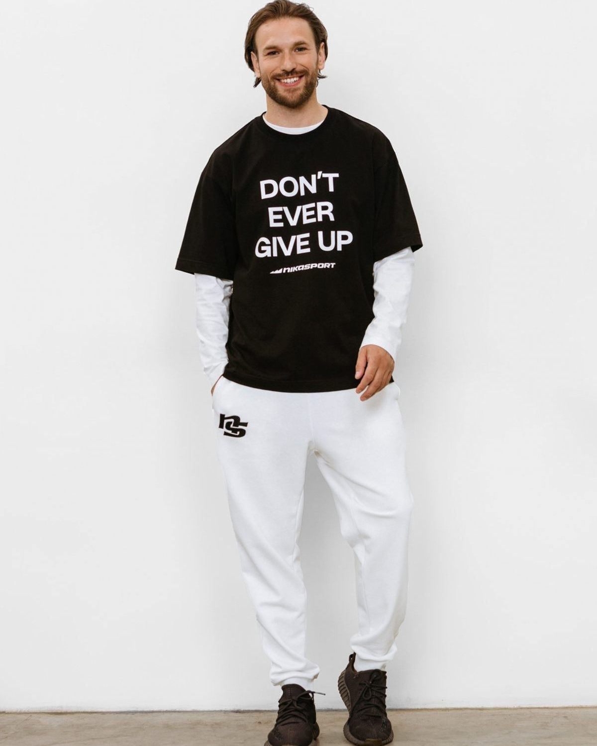 Футболка Oversize Black&White Nikasport, BW12-M42-BLK, цвет черный