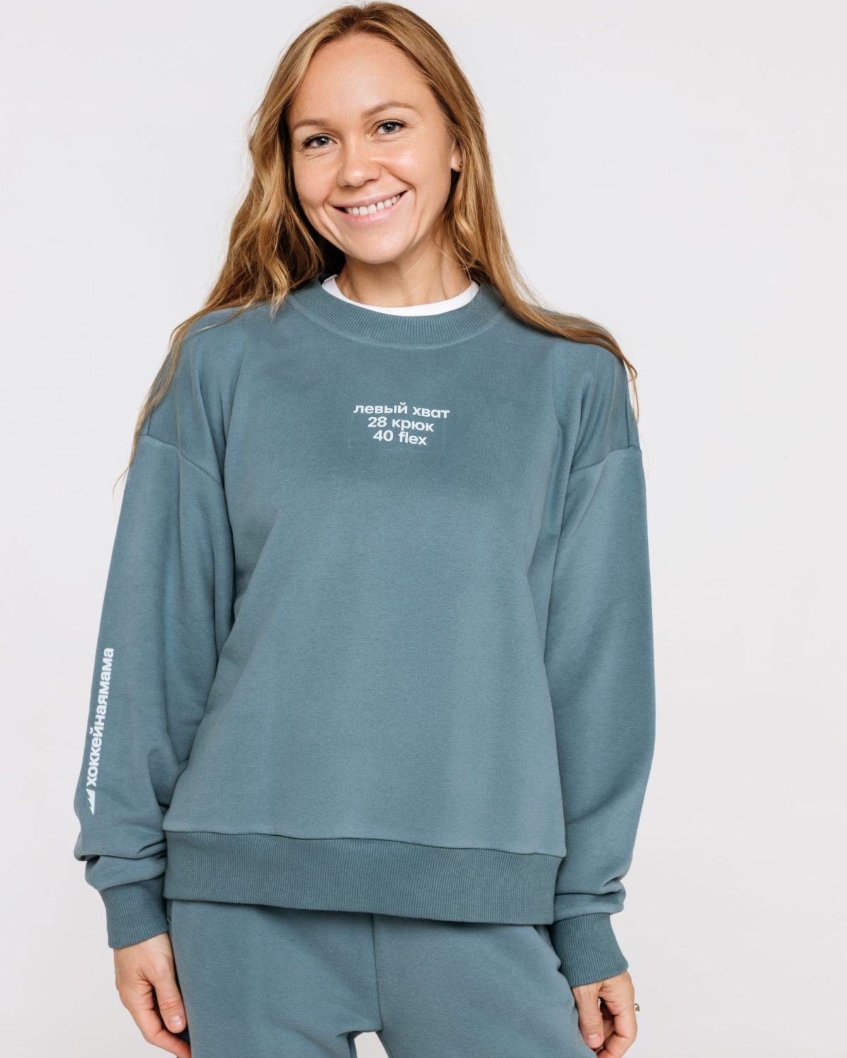 Свитшот Хоккейные мамы Nikasport, HM22-W-VNT/BLU, цвет винтажный синий