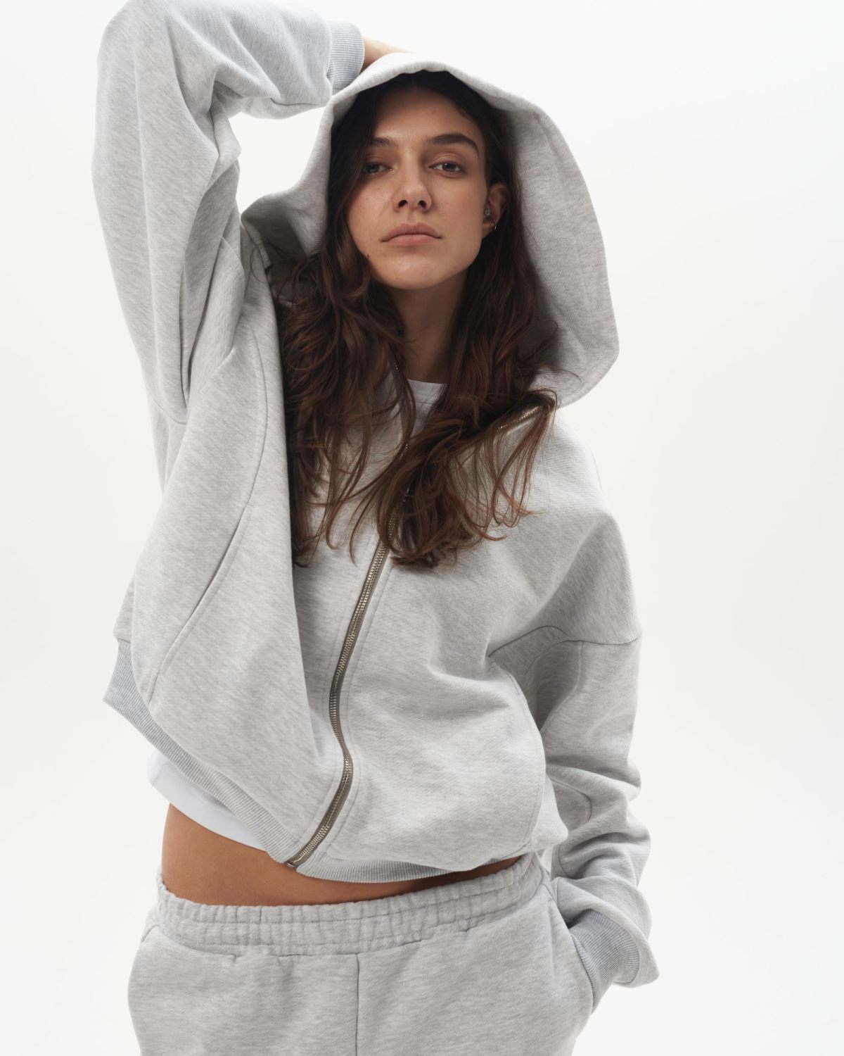 Укороченное худи на молнии Infinity Nikasport, INF25-W92-GRY, цвет серый