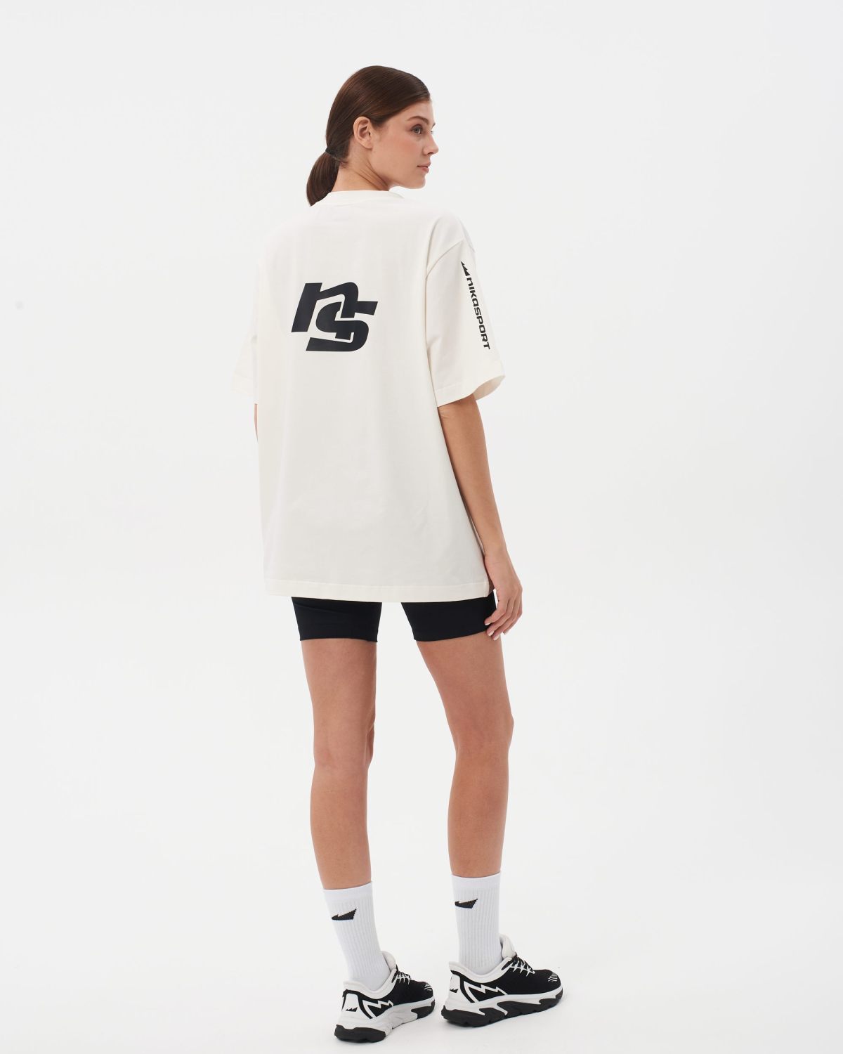 Футболка Oversize Black & White Nikasport, W4BW43-ECR, цвет экрю