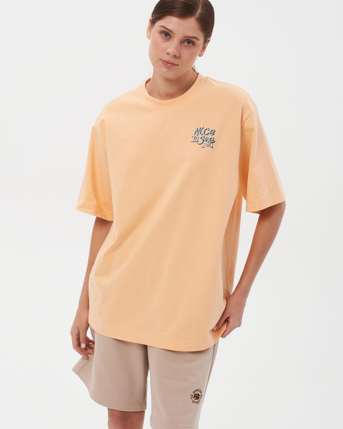 Футболка Oversize Sweet nature Nikasport, W4SN43-PEA, цвет персик