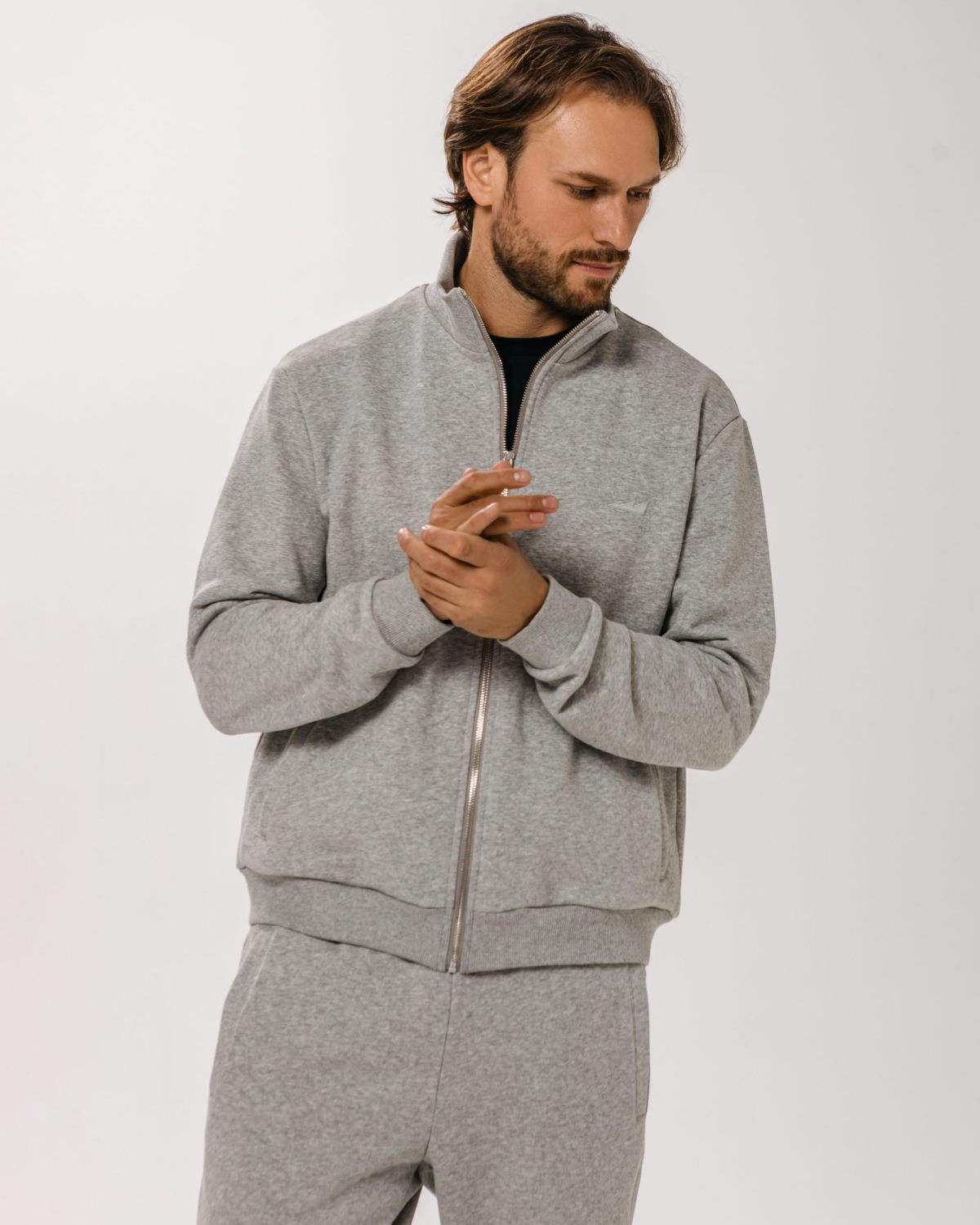 Джемпер с воротником стойкой на молнии Classic Nikasport, CL25-M11-GRY/MLG, цвет серый меланж